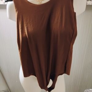 Commando Brown Tie Front Sleeveless Tank Top